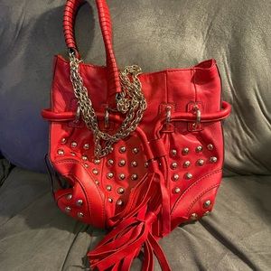 Hype Studded Red Leather Purse